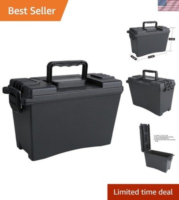 Heavy-Duty Water-Resistant Plastic Storage Box - 12.2'' Slim Design for Ammo