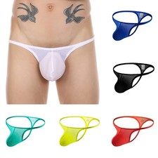 Mens Mesh See-through Pouch Panties G-string Briefs Underwear T-back Thong Gay