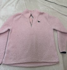 Women's Victoria's Secret PINK Sherpa Quarter-Zip Sweatshirt Pink Size M