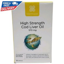 Healthspan High Strength Cod Liver Oil 570mg Vitamins, 180 Capsules  Exp: 12/26