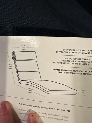 3-Sunbrella Marke Chaiselongue Kissen Marineblau 76x25x2 (T) - Bild 4 von 5