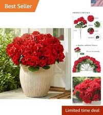 6 Bundles Artificial Geranium Flowers for Outdoor Indoor, Fake Silk Geranium ...