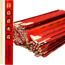 52USA Disposable Bamboo Chopsticks 100 Sets - 9'' Long, UV Treated,