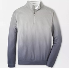 Peter Millar Gale Gray Perth Ombr  Performance Melange Quarter-Zip Golf NWT M