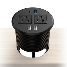 Desktop Power Grommet with PD 20W Fast Charging USB C, Recessed Power Socket ...