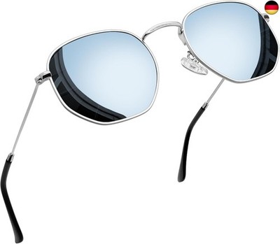Cool Polygon Sonnenbrille Damen Schwarz Polarisierte Runde Brille Herren Stylisc