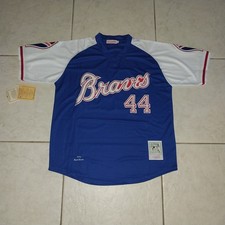HANK AARON 1973 ATLANTA BRAVES M&N COOPERSTOWN THROWBACK JERSEY. NWT, SIZE LG.