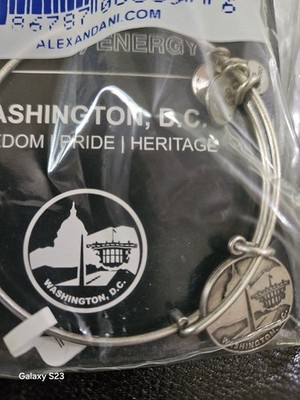 Alex and Ani '' Washington DC '' Charm Bangle Bracelet  Silver 