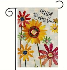 Garden Flag 12x18in Double sided Flowers Polyester Hello Sunshine