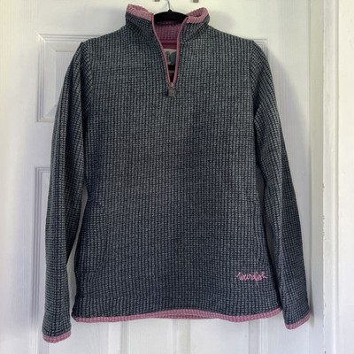 Weird Fish Women s Fleece 1/4 Zip Waffle Knit Blue/Pink UK12 US 8 Warm, EUC