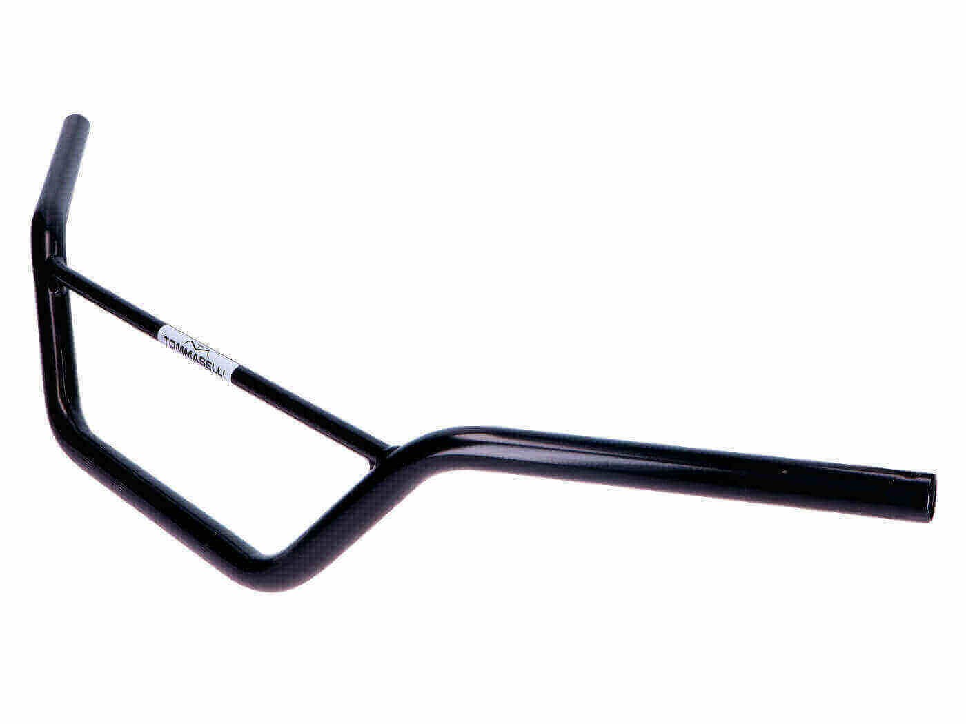 Guidon Ø22 Tommaselli moto acier noir avec barre de renfort transversale amovible