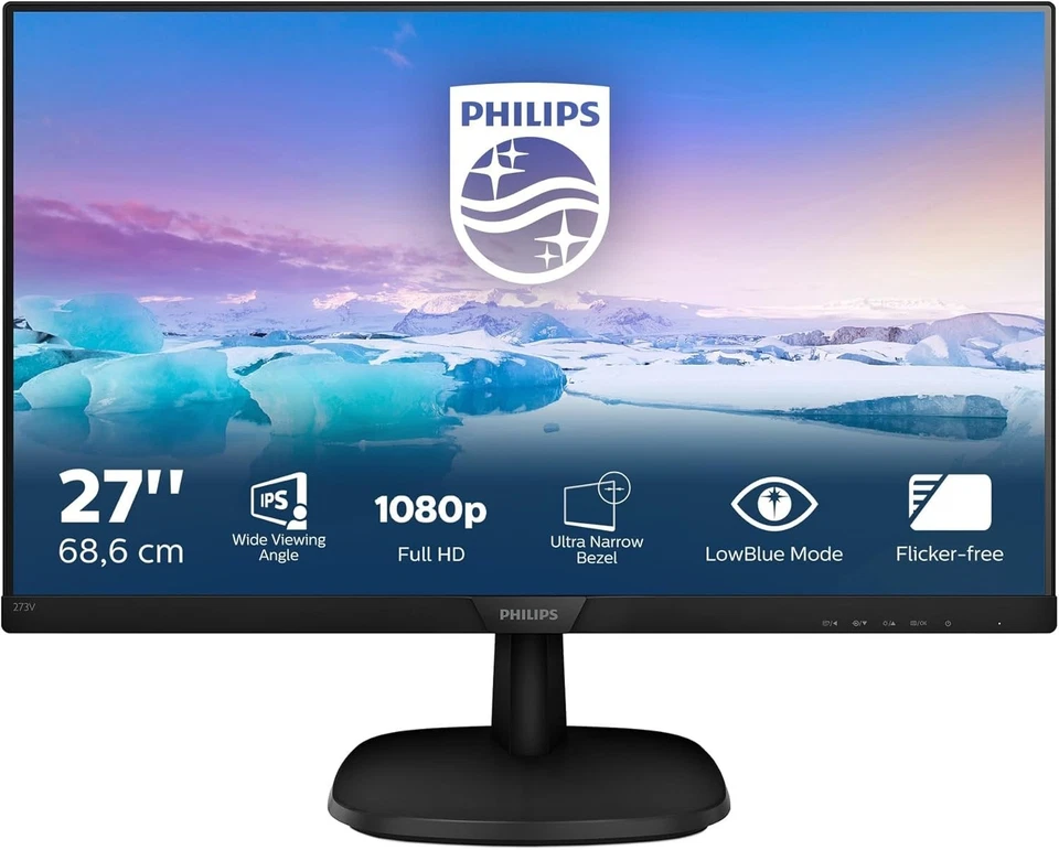 Philips 273v7qdsb - 27 zoll fhd monitor 1920x1080, 75 hz, vga, dvi, hdmi schwarz - Bild 2 von 4