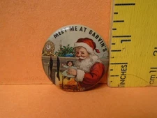 1910's Santa Claus Celluloid Pinback Button, 1.25"D, Meet Me at Marvin's, EX+/NM