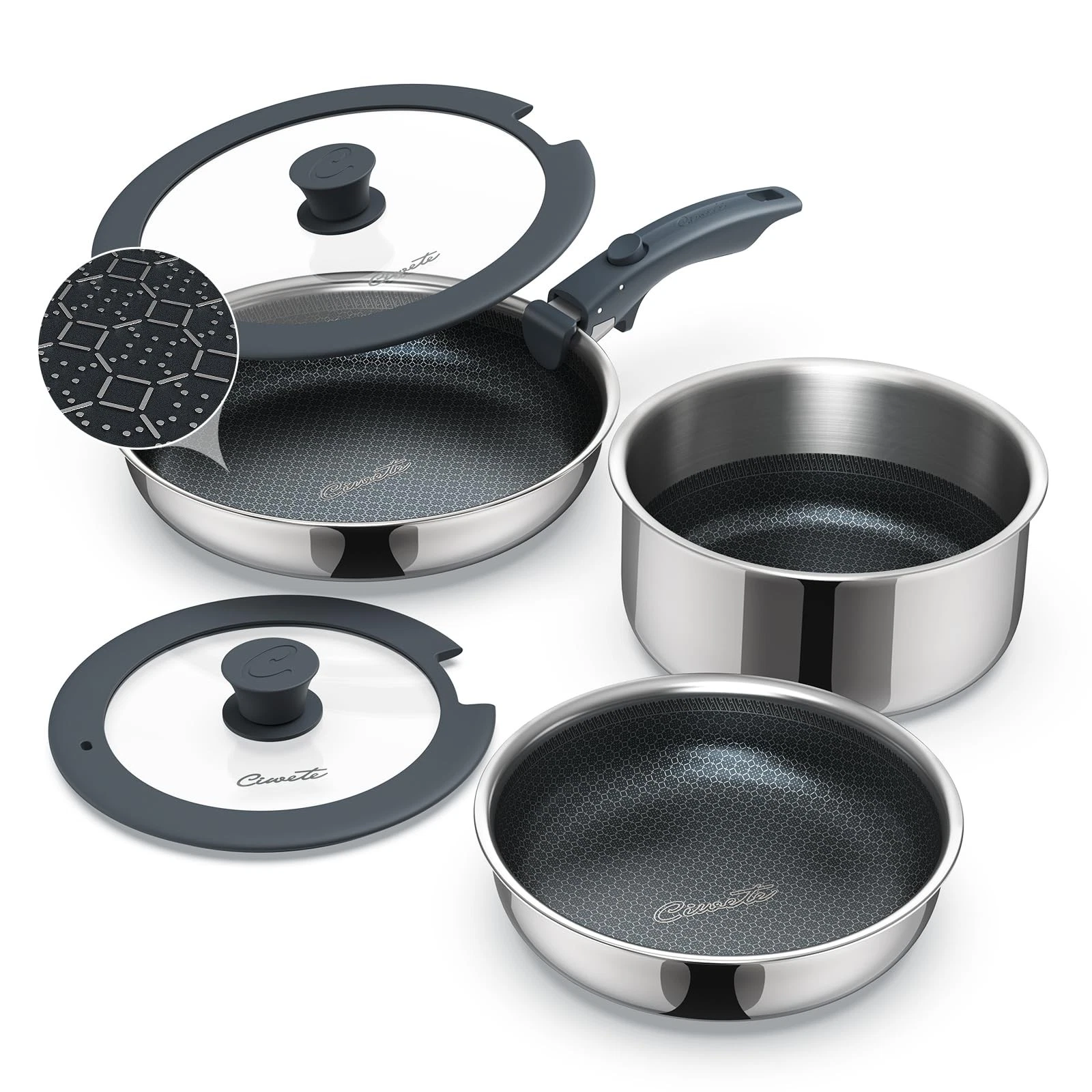 6-Piece Hybrid Stainless Steel Pots and Pans Set Non Stick, Tri-Ply Stainless...
Opens in a new wind