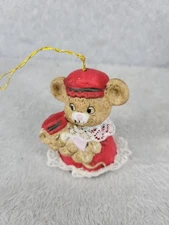 Vintage Jasco Caring Critter Chimer Mother Baby Mouse Christmas Bell Ornament 3"