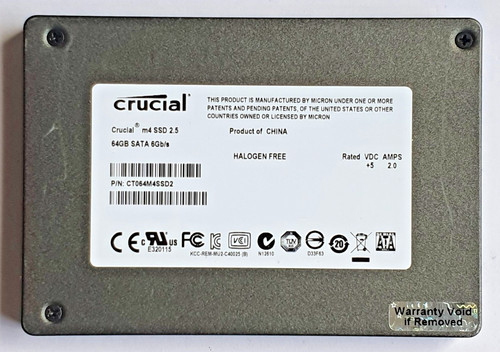 64 GB SATA III Crucial m4 Series CT064M4SSD2 2D-NAND MLC SSD 2.5" Festplatte