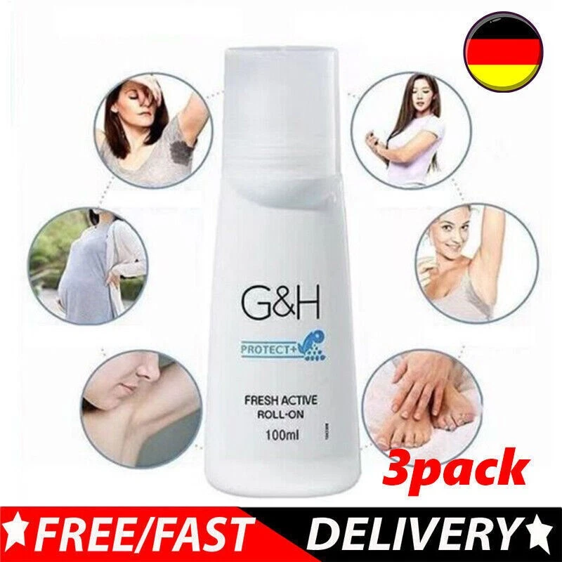 3X 100ml Amway Deodorant und Anti-Perspirant Roll-on G&H PROTECT+ Deoroller DE~