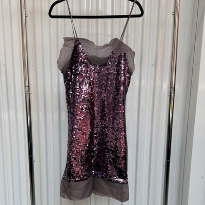 LALO CARDIGANS Purple Sequin Slip Dress Small Womens 