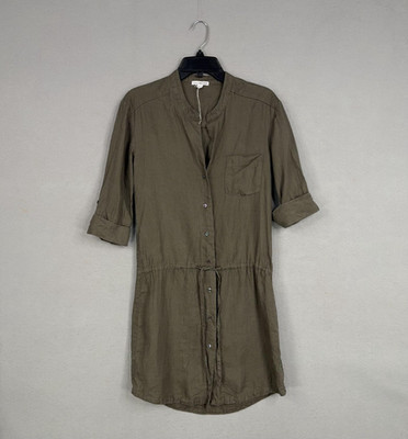 James Perse Shirt Dress Womens Size 1 Small Green Linen Button Front Tunic