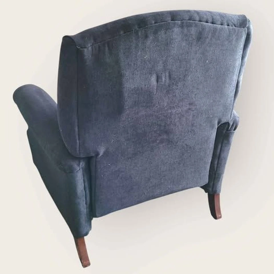 Silla reclinable de pierna alta Lane Home Furnishings azul marino pequeña brazo BRO GUC Foto 4 de 4