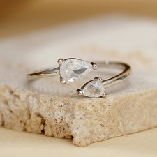 Light Luxury Zircon 925 Sterling Silver Ring Adjustable Finger Rings for Girls