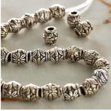 Silver Plated Metal Beads Small Flower 6mm Qty:40 Bead Landing
