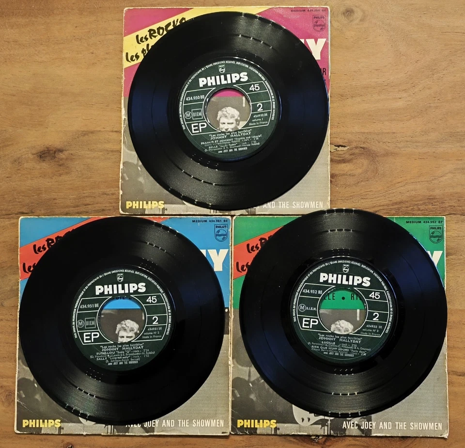 3 VINYLES 45 TOURS LES ROCKS LES PLUS TERRIBLES DE JOHNNY HALLYDAY - Photo 4/4