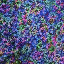 Dancing Dahlias 45" Wide Premium 100 Cotton Digital Print Fabric Color 16