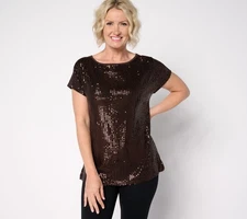 Belle by Kim Gravel Jingle Belles Dress For Joy Cap Sleeve Bateau Neck Top Choco