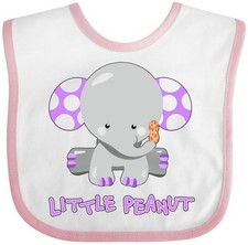 Inktastic Little Peanut- Cute Baby Elephant Baby Bib Animals Kid Ears Smile Born