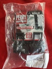Perry Suspenders Regular Black 50872 Hooks To Belt Made In USA