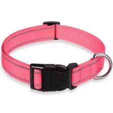 Reflective Dog Collar with Buckle Adjustable Safety Nylon Collars for Small M...