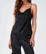 Elan Cowl Neck Cami Top Black