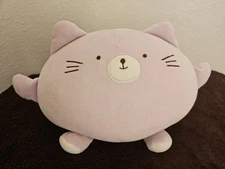 Daiso Purple Cat Pillow Plush Stuffed Animal Round Kitty Kitten