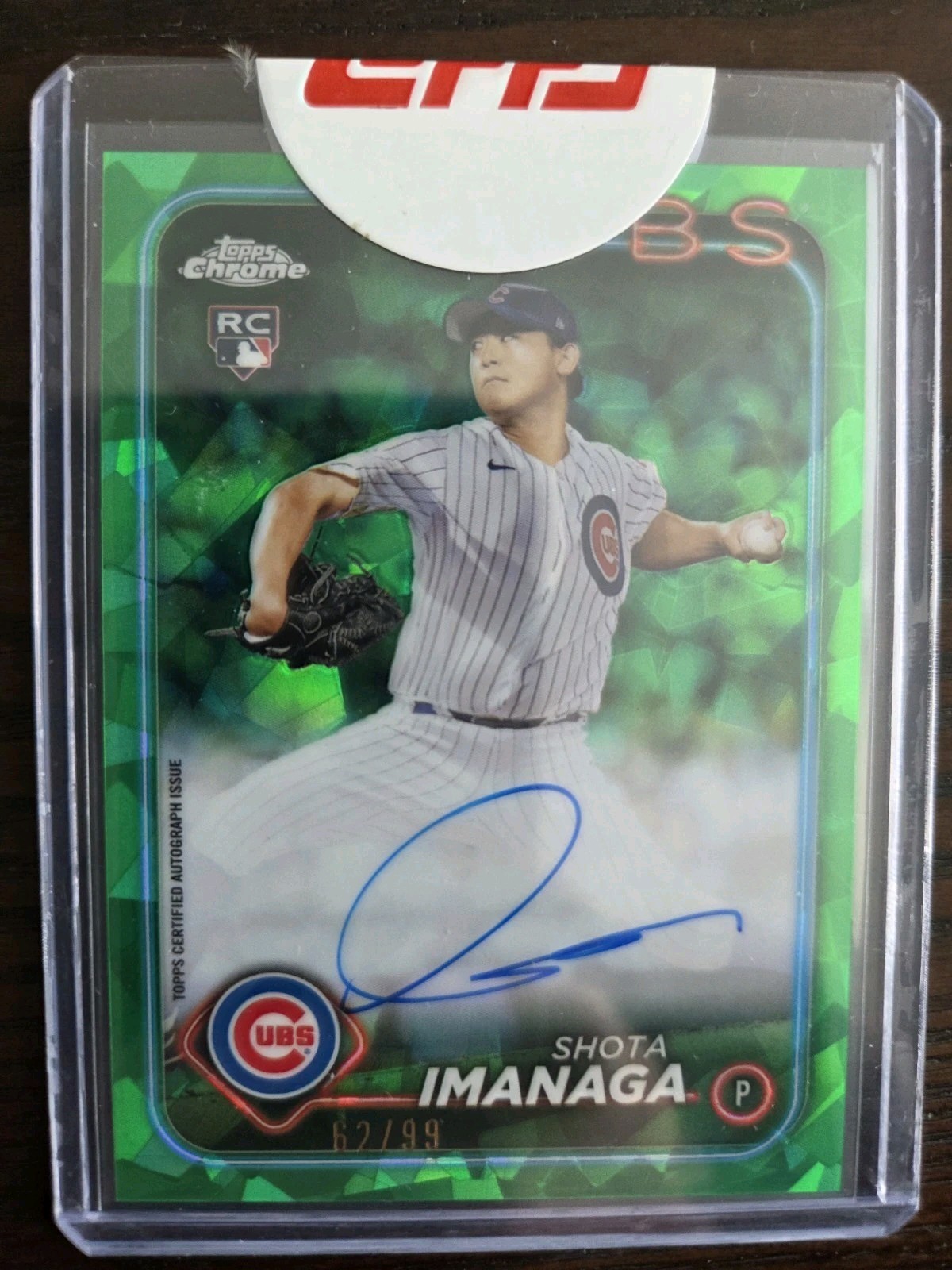 Shota Imanaga 2024 Topps Chrome Sapphire Green Refractor Auto /99 Rookie