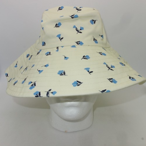 NEW Kate Spade Dainty Bloom Long Brim Reversible Bucket Hat Floral Cream
