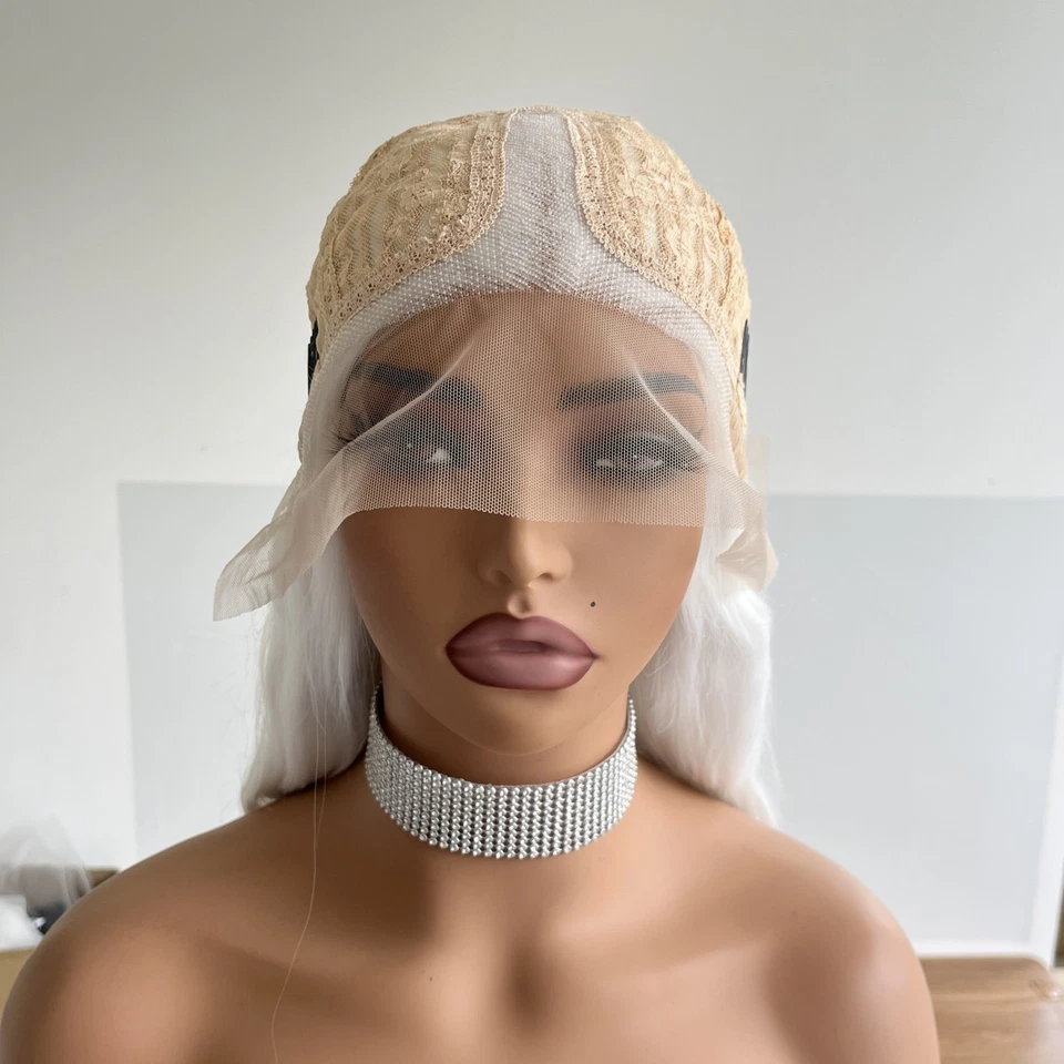 Peluca frontal de encaje HD T blanca larga ondulada pre arrancada sintética resistente al calor Foto 3 de 4