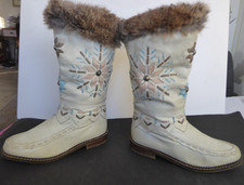 Vintage Lady Star Da. Winter Stiefel Hippi Boho Style 80er Jahre cremfarben Gr38