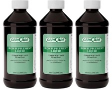 3 X Geri-Care High Potency Iron Supplement Liquid 220 mg 16oz NEW