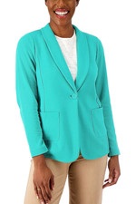 Susan Graver Weekend Regular Marina Knit Blazer Turquoise