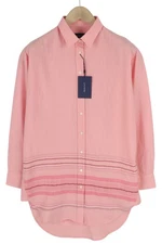 Gant Placed Slub Stripe Long Women's Shirt EU36 Purple Button Spread Collar