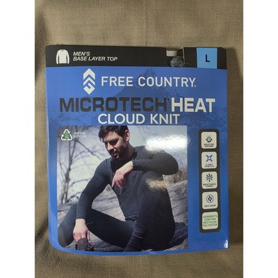 Free Country Men Microtech Heat Cloud Knit Base Layer Top Rocky Gray Large NEW