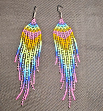 Multiple Tribal Earrings Native Large Boho American Seed Beads Handmade Earring