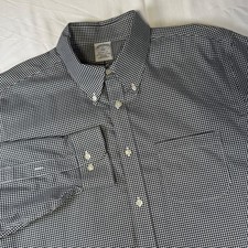 Brooks Brothers Shirt Black White Gingham Plaid Regent Fit Men's Size XL