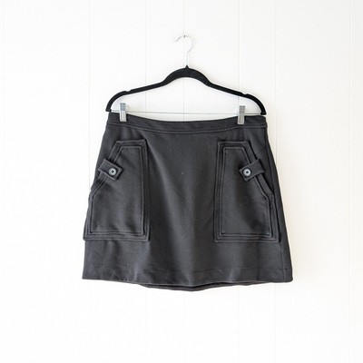 NWT Anthropologie Maeve Black A-line Utility Knit Mini Skirt, size L