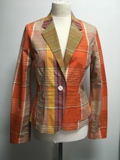 Isaac Mizrahi For Target Orange Check Plaid Cotton Blazer M