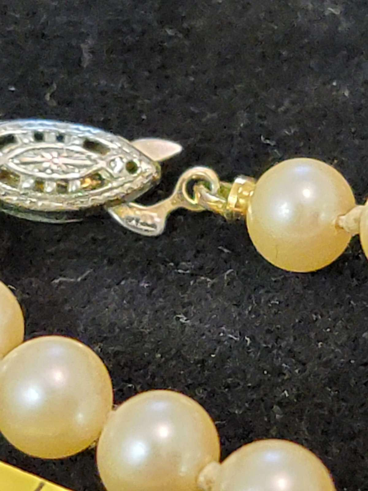 OFF WHITE Collana con perle finte 5 mm panna bianco sporco annodate singolarmente 25" rotonda vintage