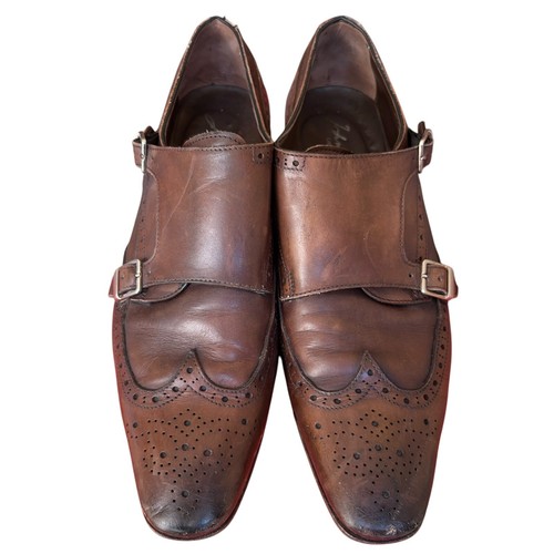 Zapatos John Bakers Cuero Marrón Semi Brogue Doble Correa Monje Para Hombres 43.5 EE. UU. 10 - Imagen 5 de 16