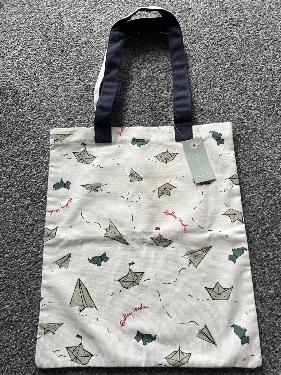 RADLEY HAPPY TRAVELS PAPER PLANES CANVAS TOTE 100% COTTON *NEW