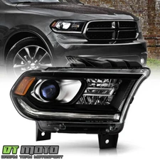 For 2014-2017 Dodge Durango Black Halogen w/o DRL Projector Headlight Passenger